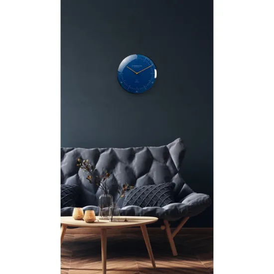 STERNGLAS Wanduhr Funk Naos silberfarben mit blauem Zifferblatt S14-010