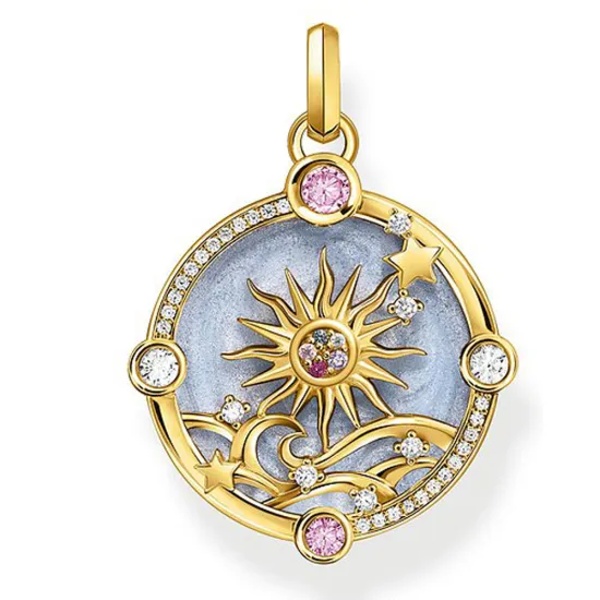 Thomas Sabo Anhänger Emaille blau Sonne und bunte Steine Silber 925 vergoldet PE960-471-1
