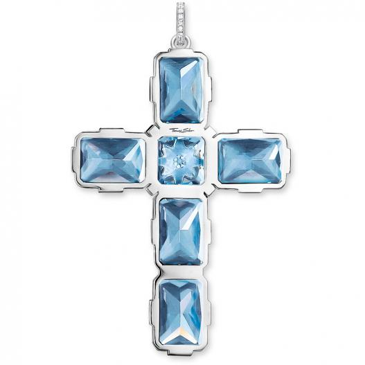 Thomas Sabo Anhänger Kreuz mit blauen Steinen Silber 925 PE881-644-31