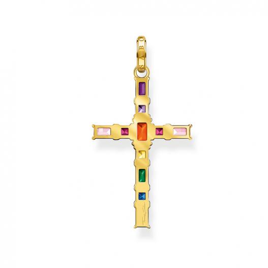 Thomas Sabo Anhänger Kreuz mit bunten Steinen Silber 925 vergoldet PE939-996-7