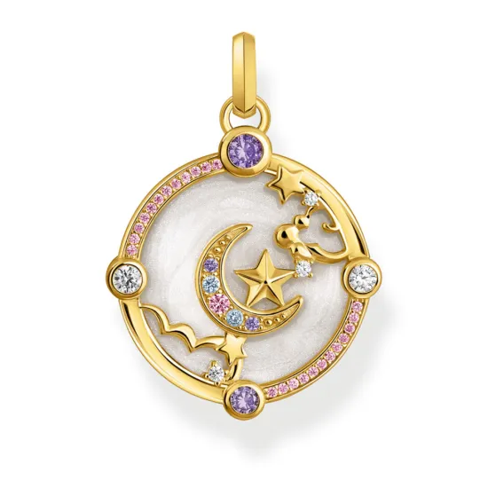 Thomas Sabo Anhänger Mond Silber 925 vergoldet weiß mit Zirkonias PE954-565-7