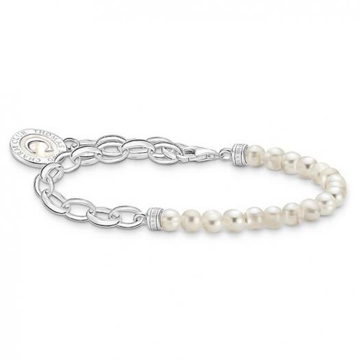 Thomas Sabo Charmista Armband 17 cm mit weißen Perlen Silber 925 A2128-158-14-L17V