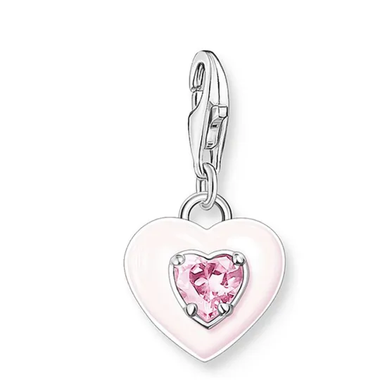 Thomas Sabo Charmista Charm Anhänger Silber 925 Herz mit pinkem Stein 1915-041-9