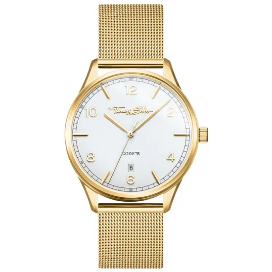 Thomas Sabo Damenuhr Code TS klein goldfarben mit Milanaiseband WA0361-264-202-36
