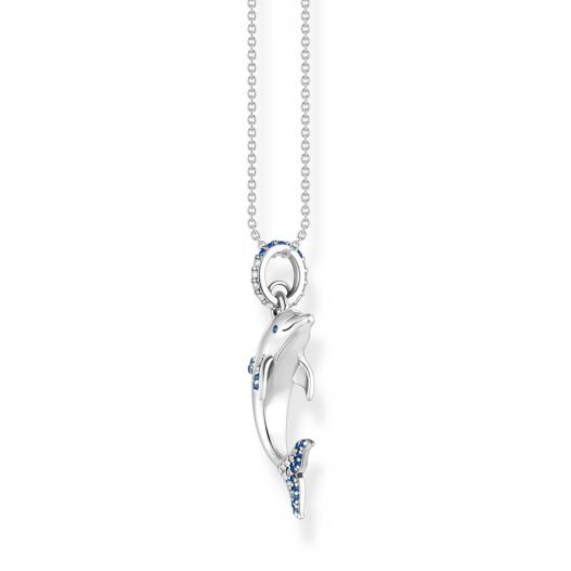 Thomas Sabo Halskette Delfin mit blauen Steinen Silber 925 KE2144-644-1-L45V