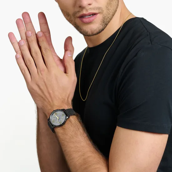 Thomas Sabo Herrenuhr Elements of Nature 42 mm mit schwarzem Milanaiseband WA0389-202-203