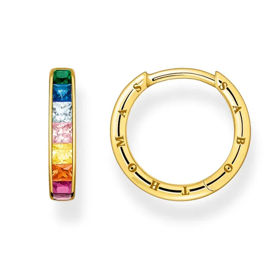 Thomas Sabo Ohrringe Creole mit bunten Steinen Silber 925 vergoldet CR668-996-7