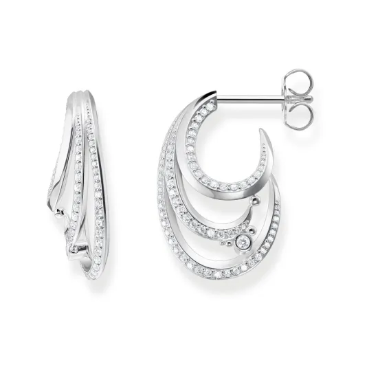 Thomas Sabo Ohrringe Creole Welle Silber 925 Zirkonias weiss H2230-051-14