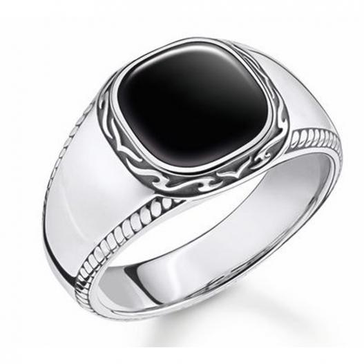 Thomas Sabo Ring Herren schwarzer Onyx Silber 925  Gr.62 TR2388-641-11-62