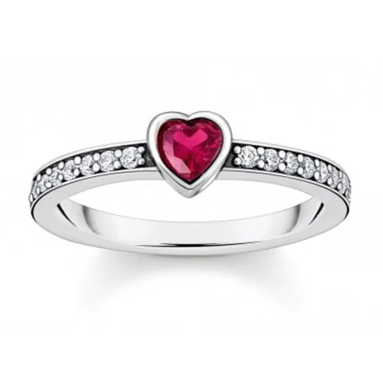 Thomas Sabo Ring mit Korund Herz rot Gr. 54 Silber 925 TR2448-640-10-54