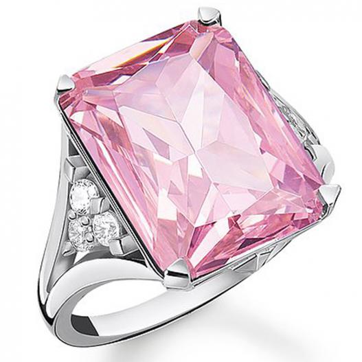 Thomas Sabo Ring mit rosafarbenem Stein Gr. 56 Silber 925 TR2339-051-9-56