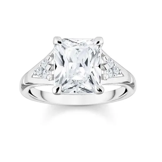 Thomas Sabo Ring weißer Stein Gr. 56 Silber 925 TR2362-051-14-56