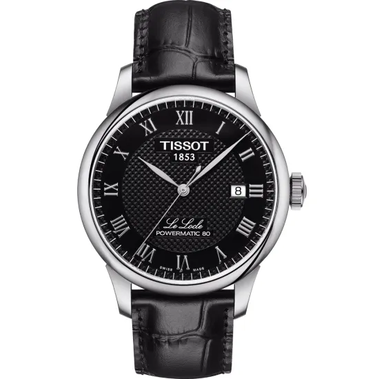 Tissot Automatikuhr Le Locle Power 80 silberfarben schwarz Lederband T006.407.16.053.00
