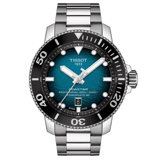 Tissot Automatikuhr Seastar 2000 Power 80 silberfarben schwarz blau T120.607.11.041.01