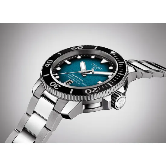 Tissot Automatikuhr Seastar 2000 Power 80 silberfarben schwarz blau T120.607.11.041.01