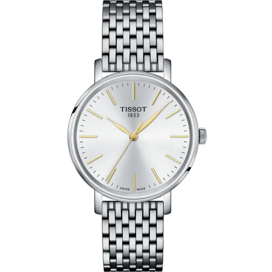 Tissot Damenuhr Everytime Lady silberfarben goldfarben Edelstahlband T143.210.11.011.01
