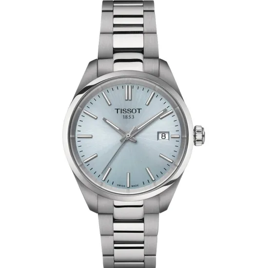 Tissot Damenuhr PR 100 Edelstahl silberfarben eisblau T150.210.11.351.00