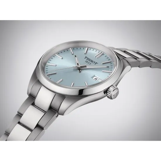 Tissot Damenuhr PR 100 Edelstahl silberfarben eisblau T150.210.11.351.00