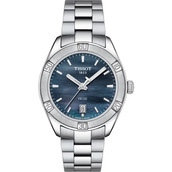 Tissot Damenuhr PR100 Sport Chic Lady silberfarben blau T101.910.11.121.00