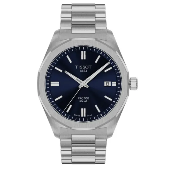 Tissot Herrenuhr PRC 100 Solar Quarz silberfarben blau 39 mm T151.422.11.041.00