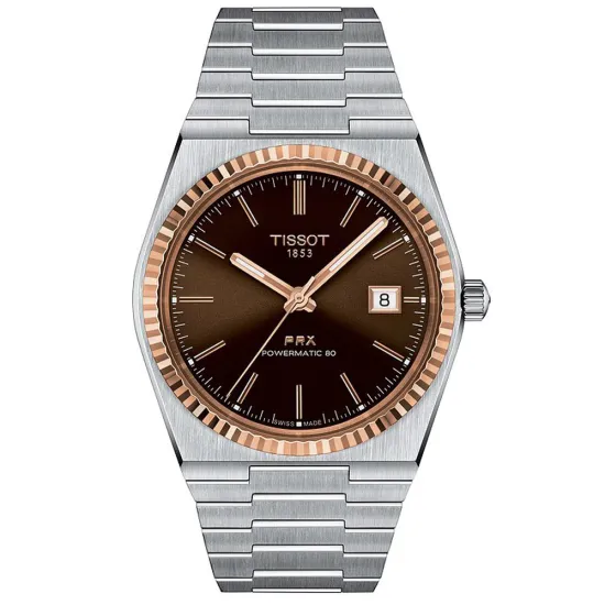 Tissot Herrenuhr PRX Powermatic 80 Edelstahlband 18K Rosegold Lünette T931.407.41.291.00