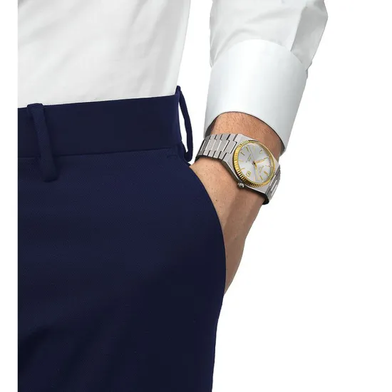 Tissot Herrenuhr PRX Powermatic 80 silberfarben18K Gold Lünette T931.407.41.031.01