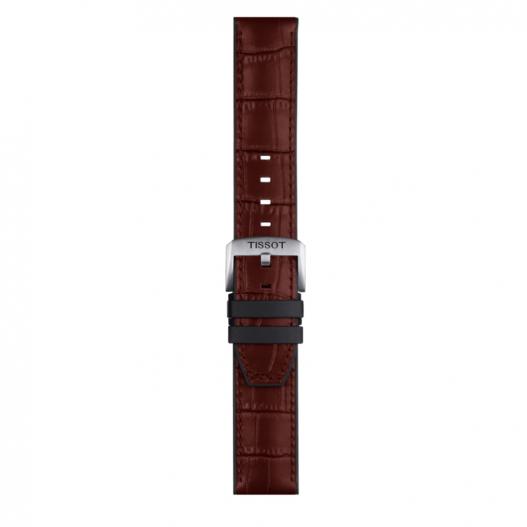Tissot Leder-Band braun genarbt mit silberfarbener Schließe 22 mm T852.046.767