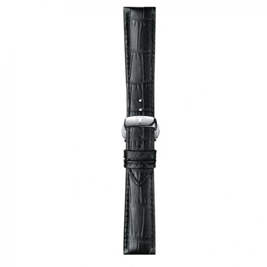 Tissot Leder-Band schwarz genarbt mit silberfarbener Schließe 21 mm T852.035.976