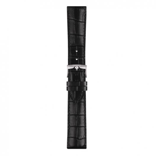 Tissot Leder-Band schwarz genarbt mit silberfarbener Schließe 22 mm T852.041.653