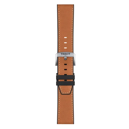 Tissot Leder Kautschukband braun mit silberfarbener Schließe 23 mm T852.047.777