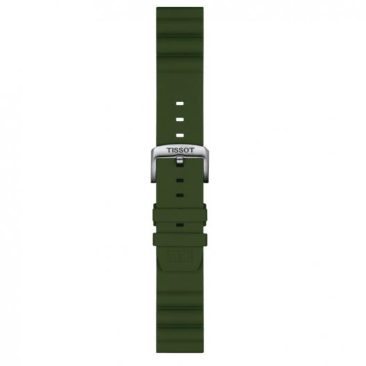 Tissot Silikon-Band khaki mit silberfarbener Schließe 22 mm T852.047.177