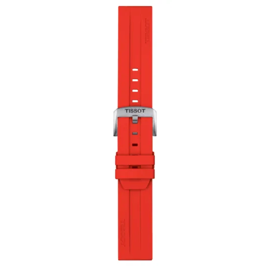 Tissot Silikon-Band rot mit silberfarbener Schließe 22 mm T852.047.920