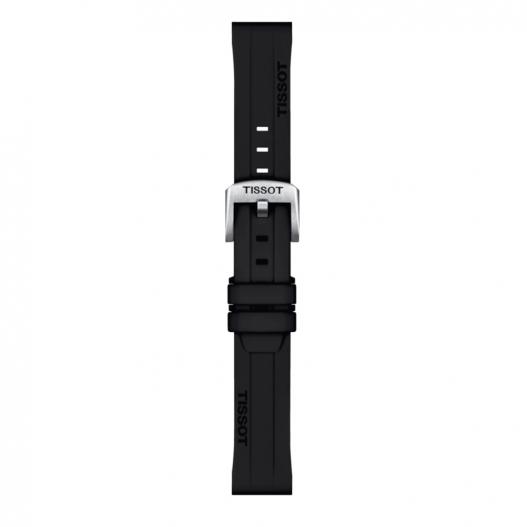 Tissot Silikon-Band schwarz mit silberfarbener Schließe 18 mm T852.047.455 