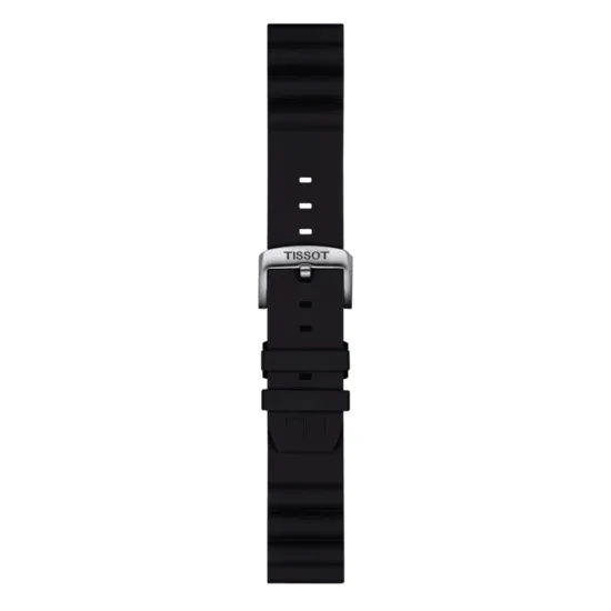 Tissot Silikon-Band schwarz mit silberfarbener Schließe 22 mm T852.047.179