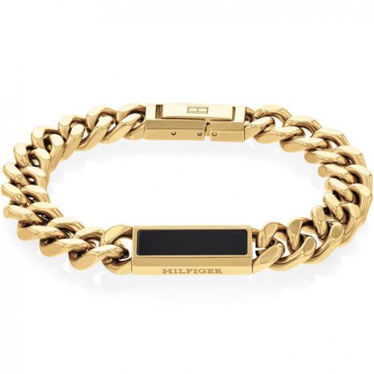 Tommy Hilfiger Damen Armband Edelstahl IP goldfarben mit schwarzem Onyx 2790539