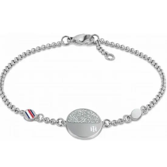 Tommy Hilfiger Damen Armband Edelstahl IP silberfarben mit rundem Anhänger 2780460