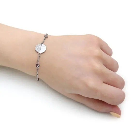Tommy Hilfiger Damen Armband Edelstahl IP silberfarben mit rundem Anhänger 2780460