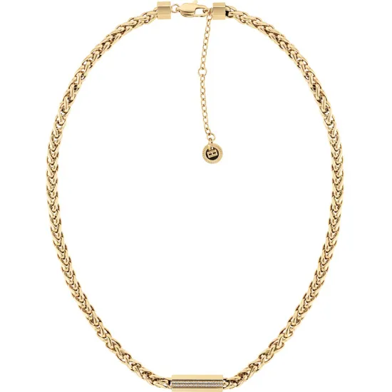 Tommy Hilfiger Damenhalskette Edelstahl goldfarben Anhänger Zirkonias weiss 2780873