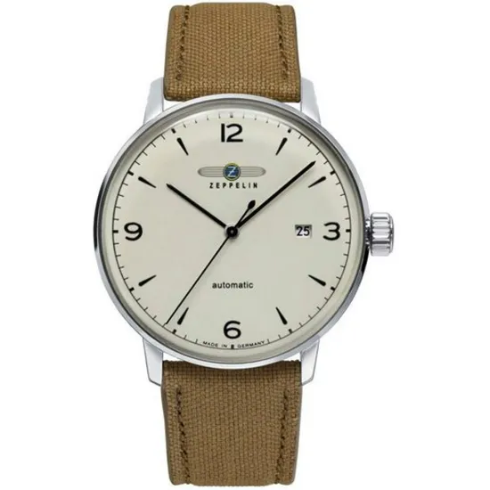 Zeppelin Automatik Hindenburg LZ 129 Herrenuhr mit braunem Textilband 8064-5_n