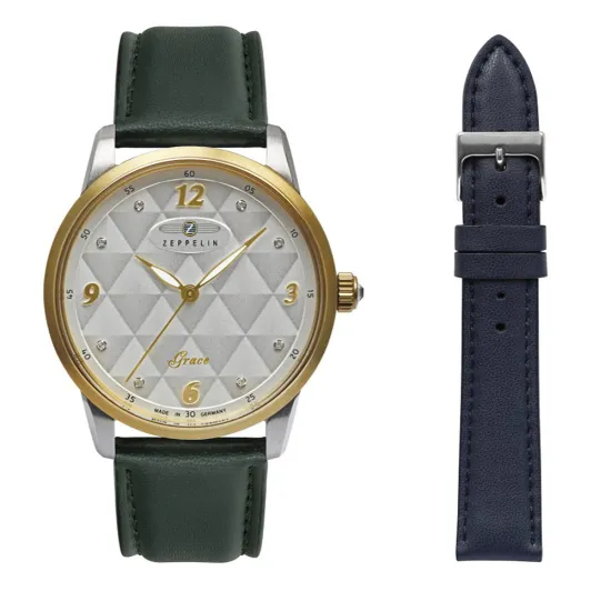 Zeppelin Damenuhr Edition Grace Set mit grünem und blauem Lederband 7347-1_nSet