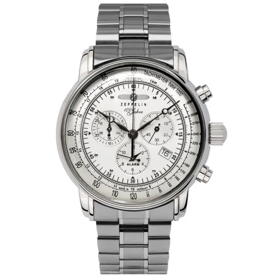 Zeppelin Herrenuhr 100 Jahre Uhr silberfarben Quarz Chronograph 7680MB-1