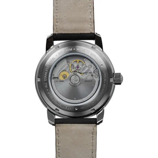 Zeppelin Herrenuhr Atlantic GMT Automatik mit schwarzem Lederband 8468-1