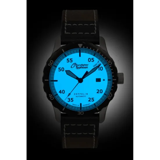 Zeppelin Herrenuhr Automatikuhr Eurofighter Typhoon mit braunem Lederband 7268-5