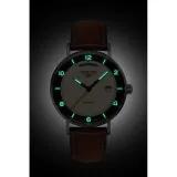 Bauhaus Aviation Automatikuhr beige schwarz mit braunem Lederband 2462-2