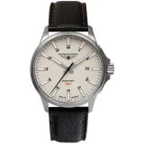 Bauhaus Aviation Automatikuhr mit Titanium Gehäuse und braunem Lederband 2864-5