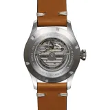 Bauhaus Aviation Tornado Automatikuhr blau silberfarben mit braunen Lederband 2764-3