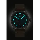 Bauhaus Aviation Tornado Automatikuhr blau silberfarben mit braunen Lederband 2764-3