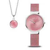 BERING Charity Set Uhr Milanaiseband rosa Kette mit Anhänger rosa 19031-989-GWP