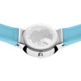 BERING Classic Damenuhr Edelstahl Zifferlbatt blau Silikonband hellblau 10129-708