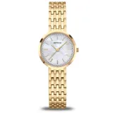 BERING Classic Damenuhr rund Edelstahl goldfarben Zifferblatt perlmutt 19126-734